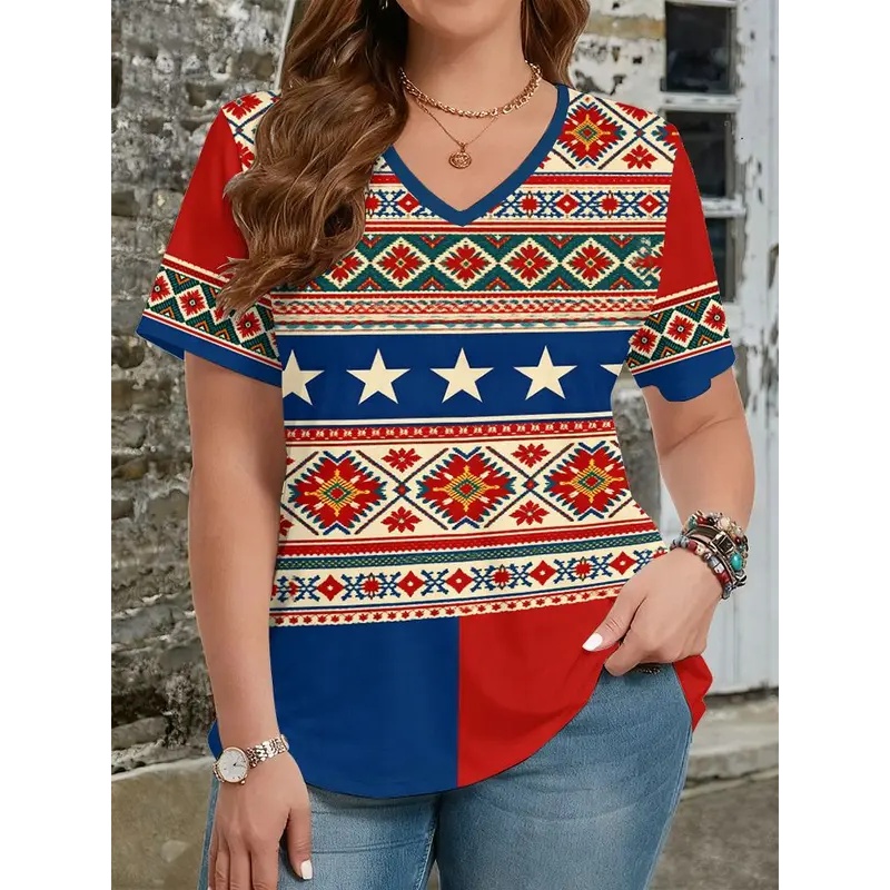 Y2K Ethnic Fashion - T-shirts de style ethnique avec impression